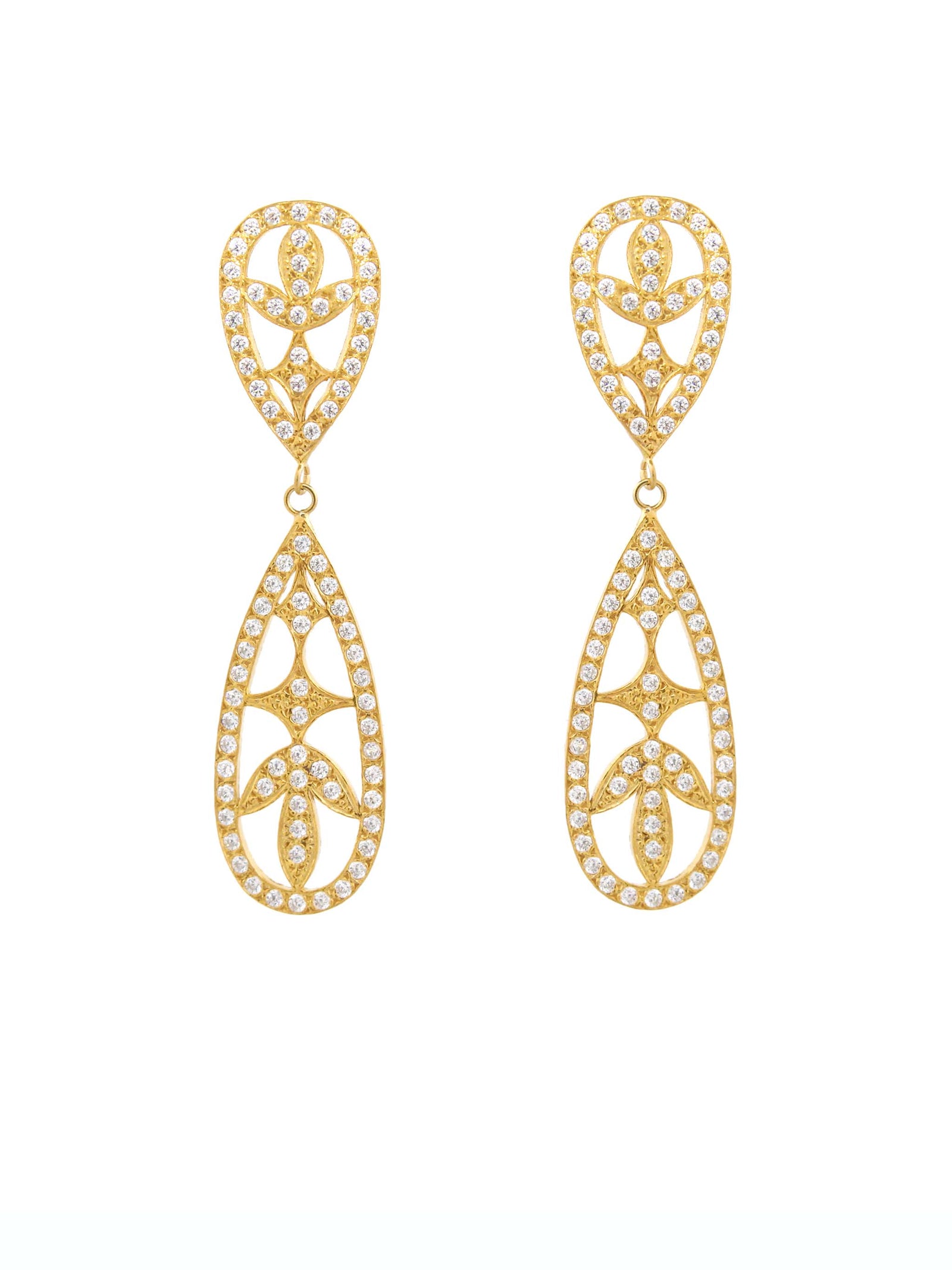 Filigree teardrop earrings with zirconia (4286682005563)