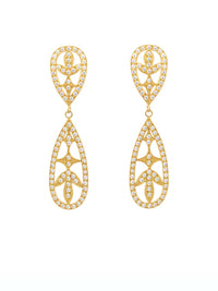 Lacrimejantes Filigree Earrings with Cubic Zirconia – Gold-Plated Silver