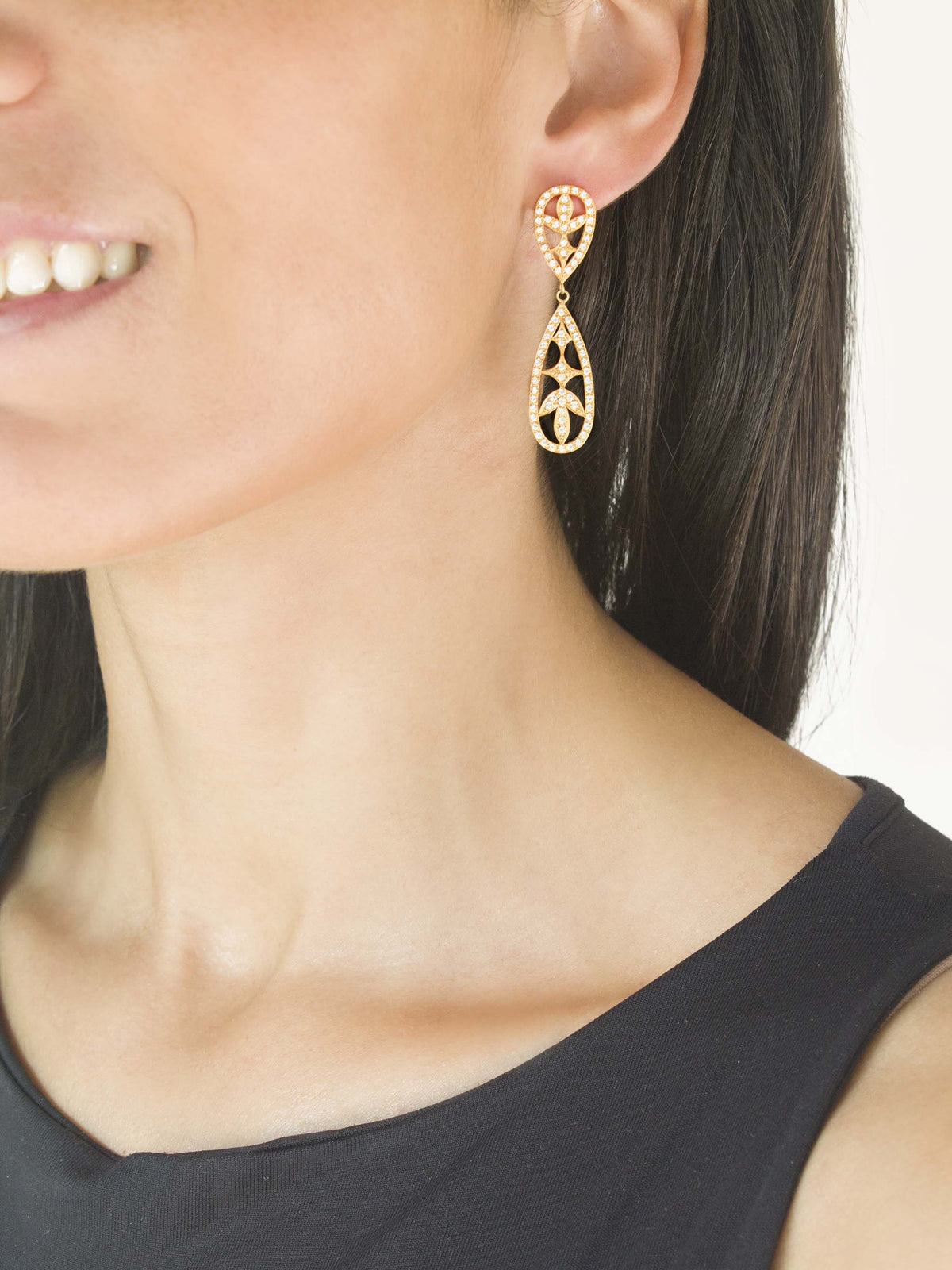 Filigree teardrop earrings with zirconia (4286682005563)