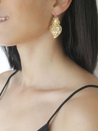 Classic Heart Earrings 4cm in 19K Gold