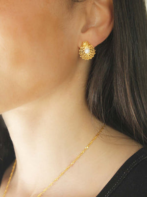 Conjunto Concha com Pérola - Pendente e Brincos (4479633850427)