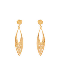 Elongated Filigree Earrings – Gold-Plated Silver