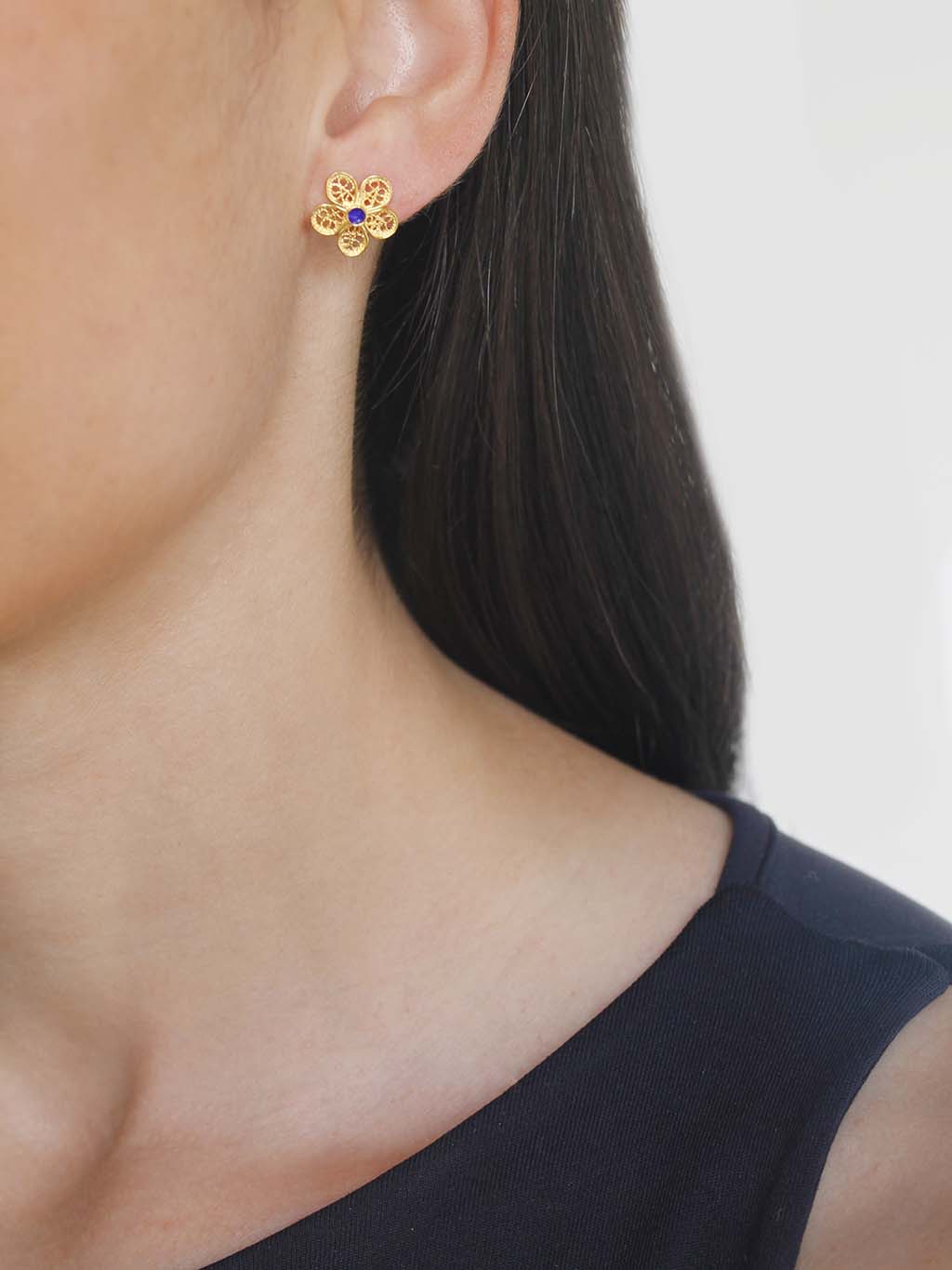 Brincos Flor com Esmalte em filigrana (4335337963579)