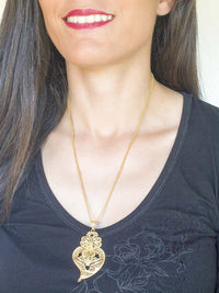 Heart with Hearts Filigree Pendant – 9K Gold / 19K Gold