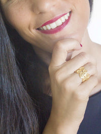 Round Pieces - Adjustable Filigree Ring – 9K Gold / 19K Gold