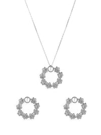 Flowers and Pearl Set - Necklace and Earrings (5943551295638)