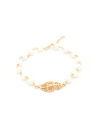 Pulseira Coração e Pérolas (5879946707094)