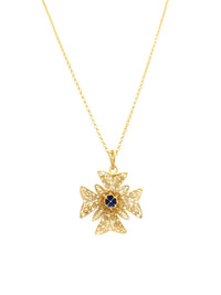 Maltese Cross Pendant (Size M) – Gold-Plated Silver