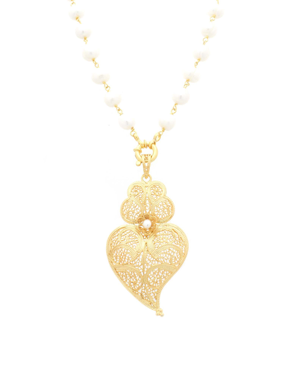 Conjunto Colar de Pérolas e Coração de Viana (5943496638614)