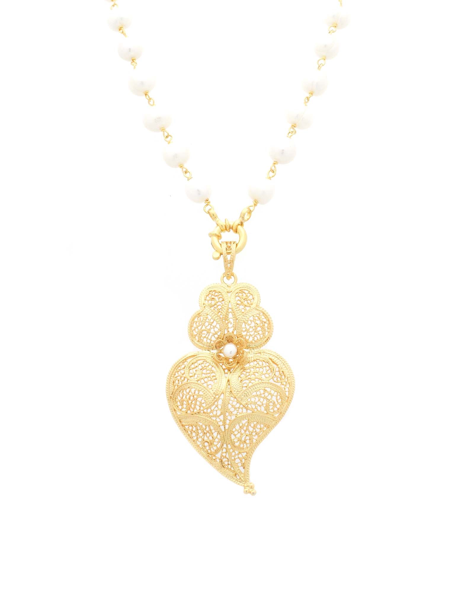 Conjunto Colar de Pérolas e Coração de Viana (5943496638614)