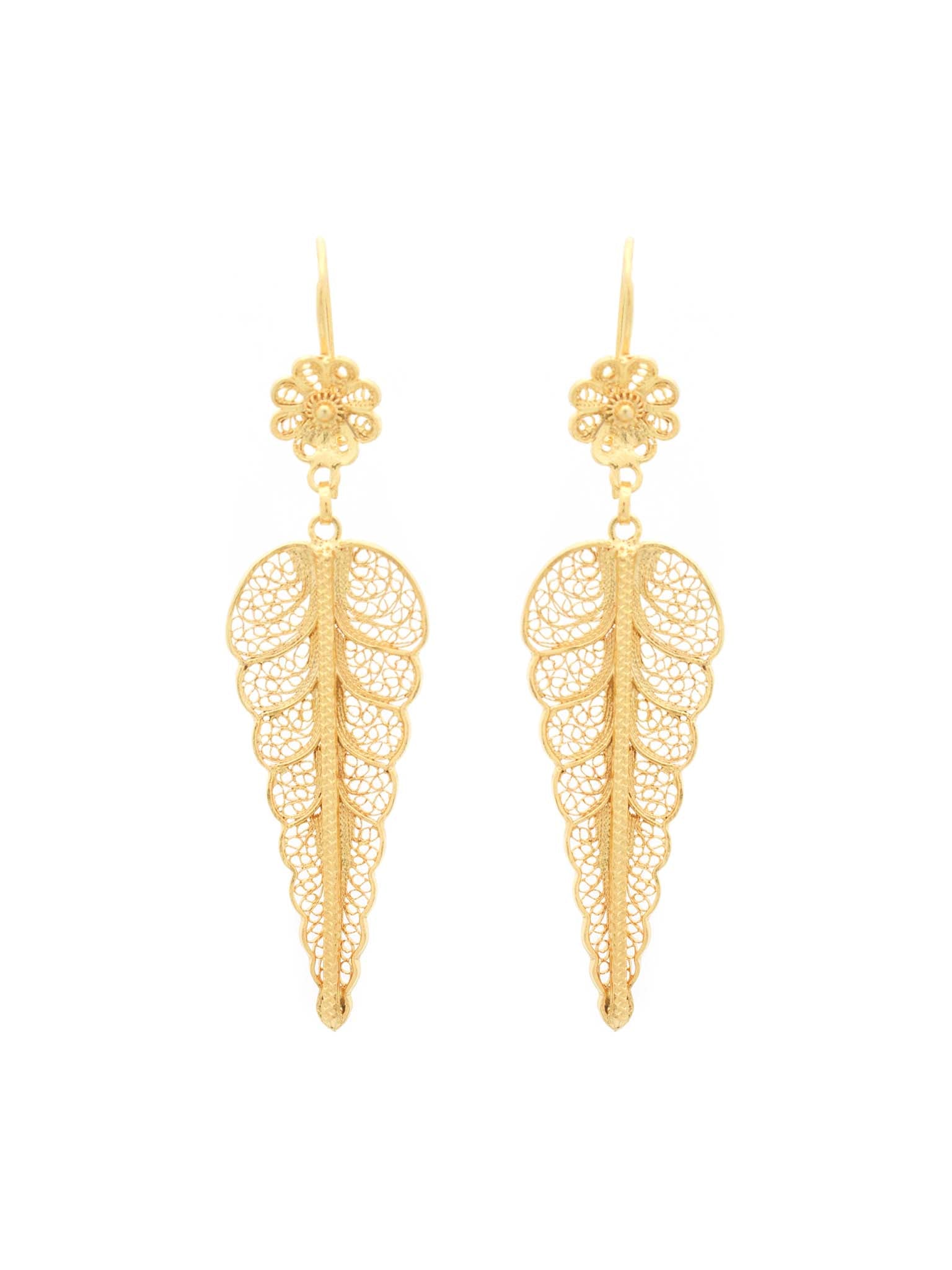 Brincos Folha com Flor (5878977331350)