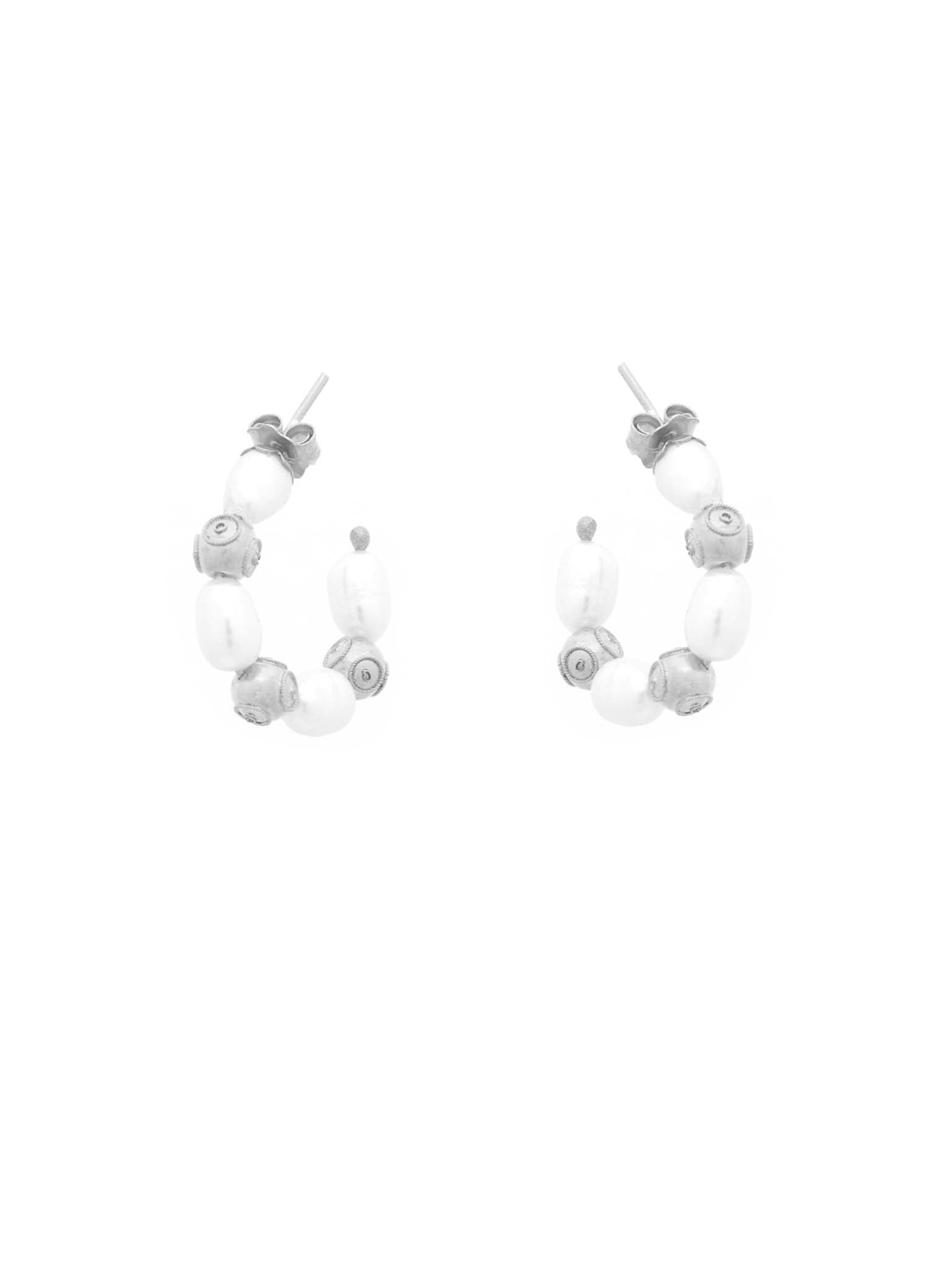 Brincos Argola Pérolas e Contas de Viana (5878979461270)