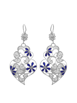 Seletiva III (Tamanho M) - Brincos em filigrana com esmalte azul (5943727063190)