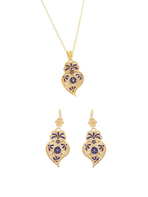 Conjunto Coração Esmaltado - Pendente e Brincos (5943672668310)