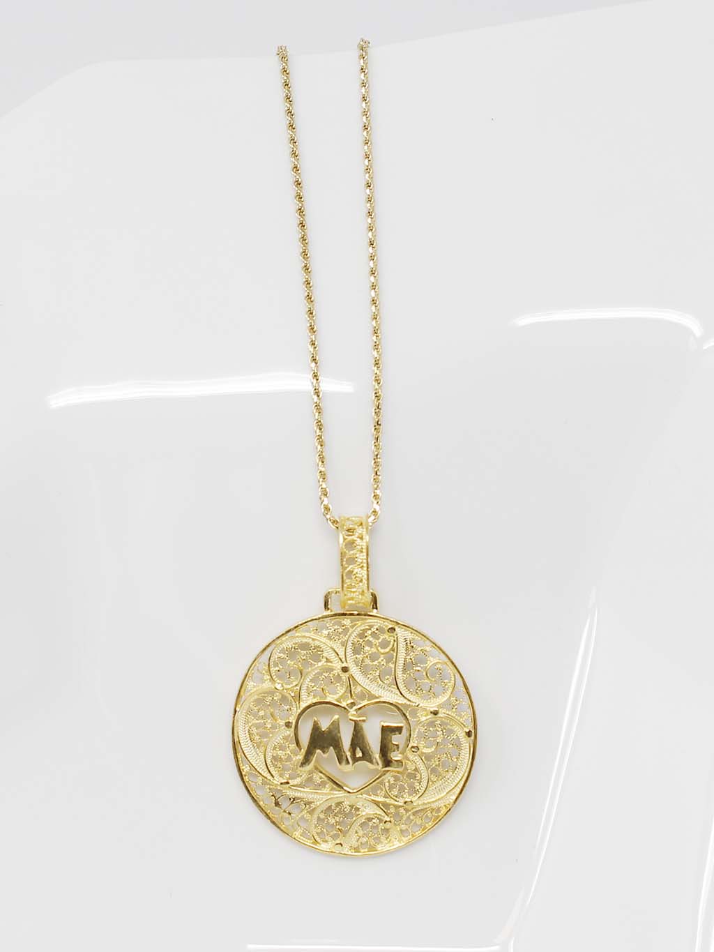 Medal Mother Circular Heart in Filigrana