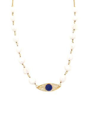 Protective necklace with Lazuli Pencil Stone (Turkish Eye)
