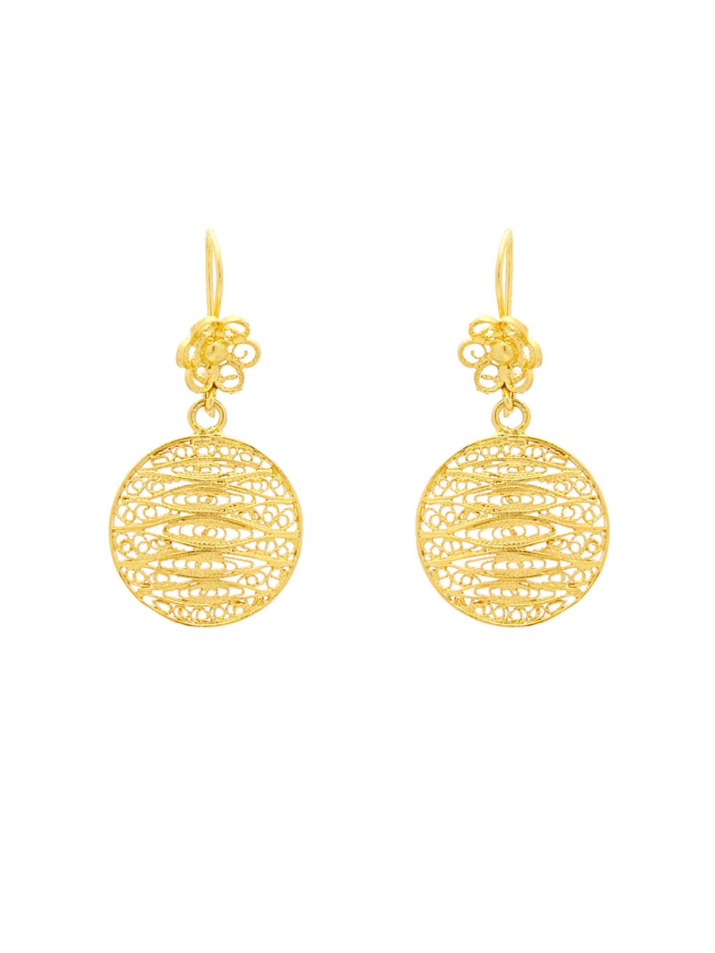 Filigree round earrings with flower
