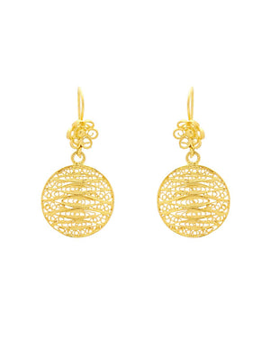 Filigree round earrings with flower