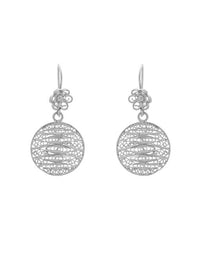 Round Filigree Earrings with Flower – Sterling Silver