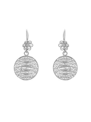Filigree round earrings with flower