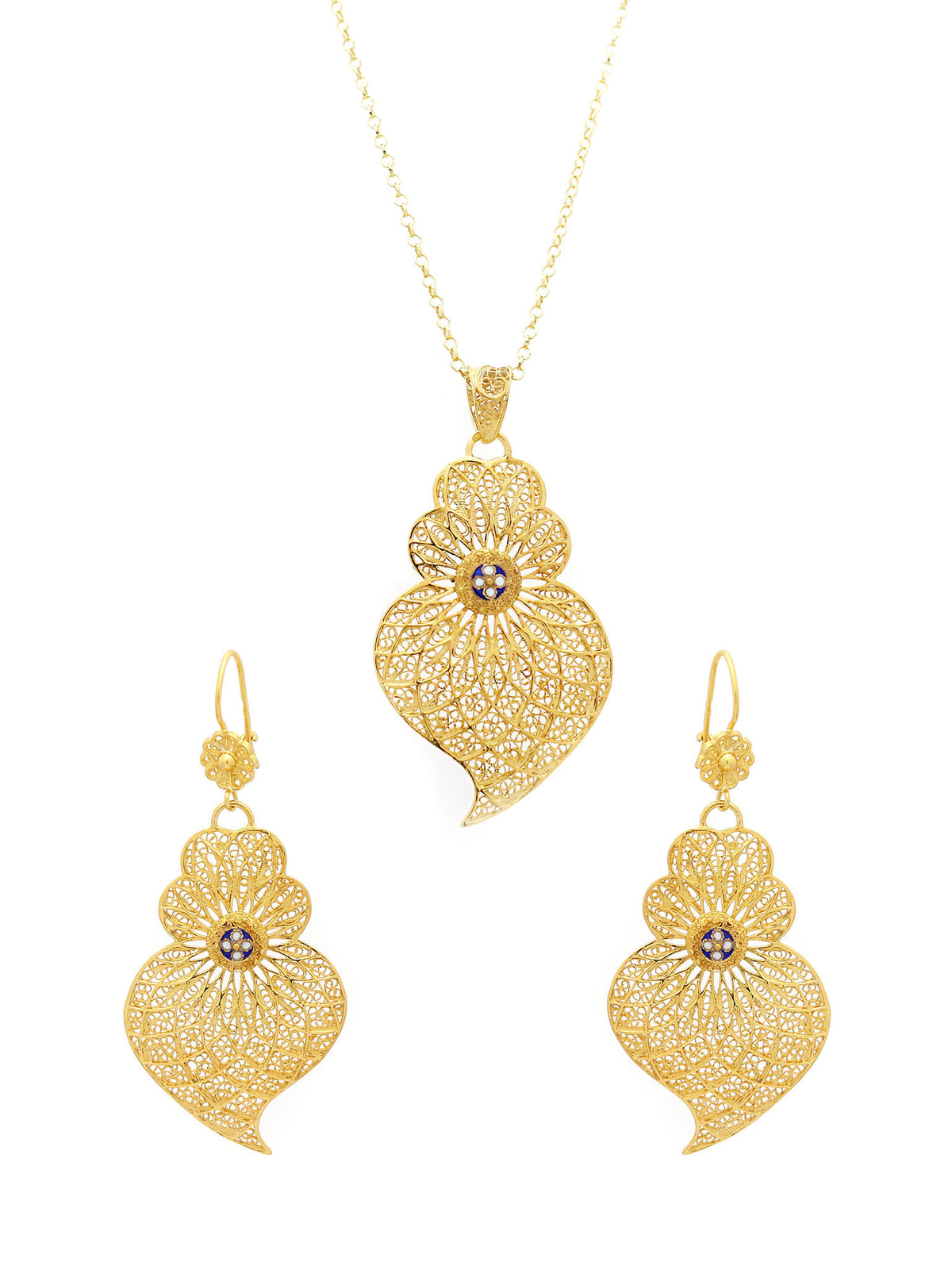 Set Heart Enamelled Center - Pending and Earrings