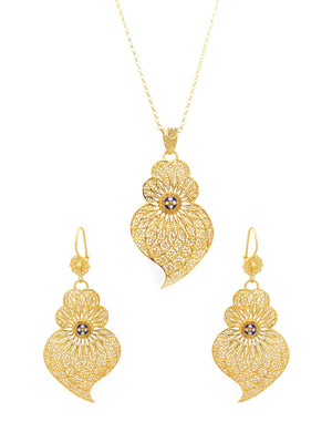 Set Heart Enamelled Center - Pending and Earrings