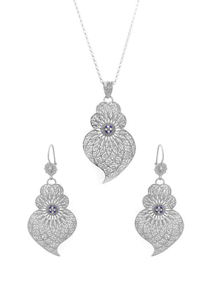 Set Heart Enamelled Center - Pending and Earrings