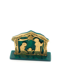 Filigree Nativity Scene on Acrylic Base and Backdrop – Gold-Plated Silver
