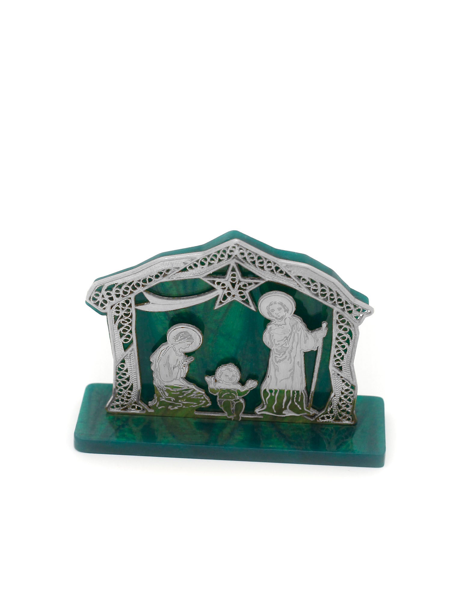 Filigree nativity scene on acrylic base and background