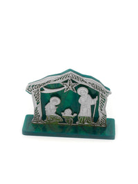 Filigree Nativity Scene on Acrylic Base and Backdrop – Sterling Silver