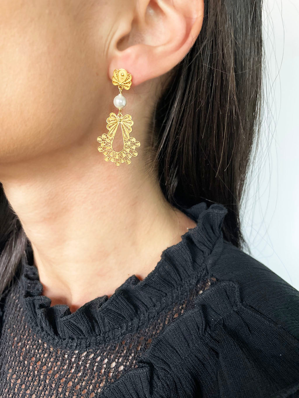 Princess pearl earrings (size s)
