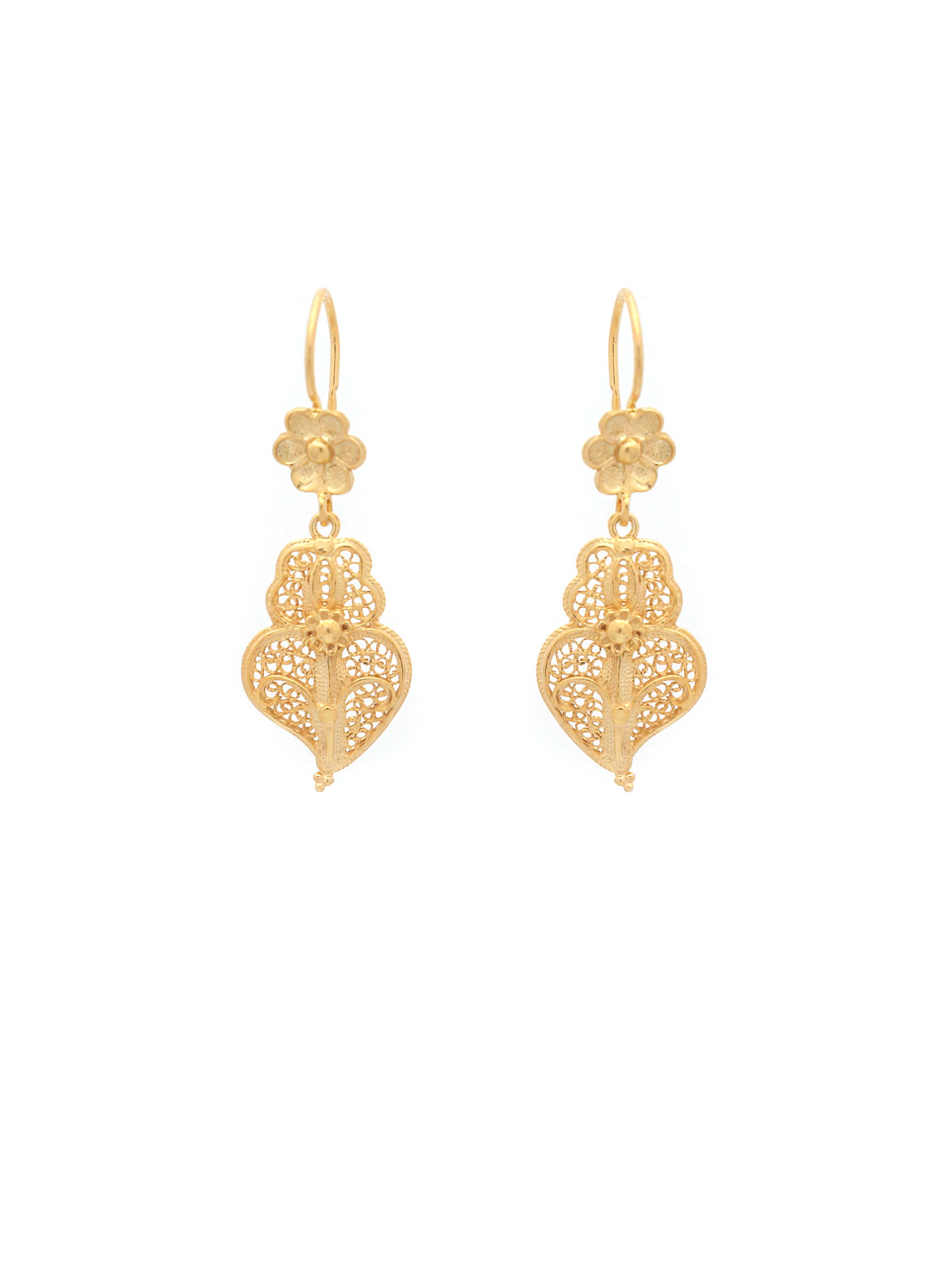 earrings Heart With Flower