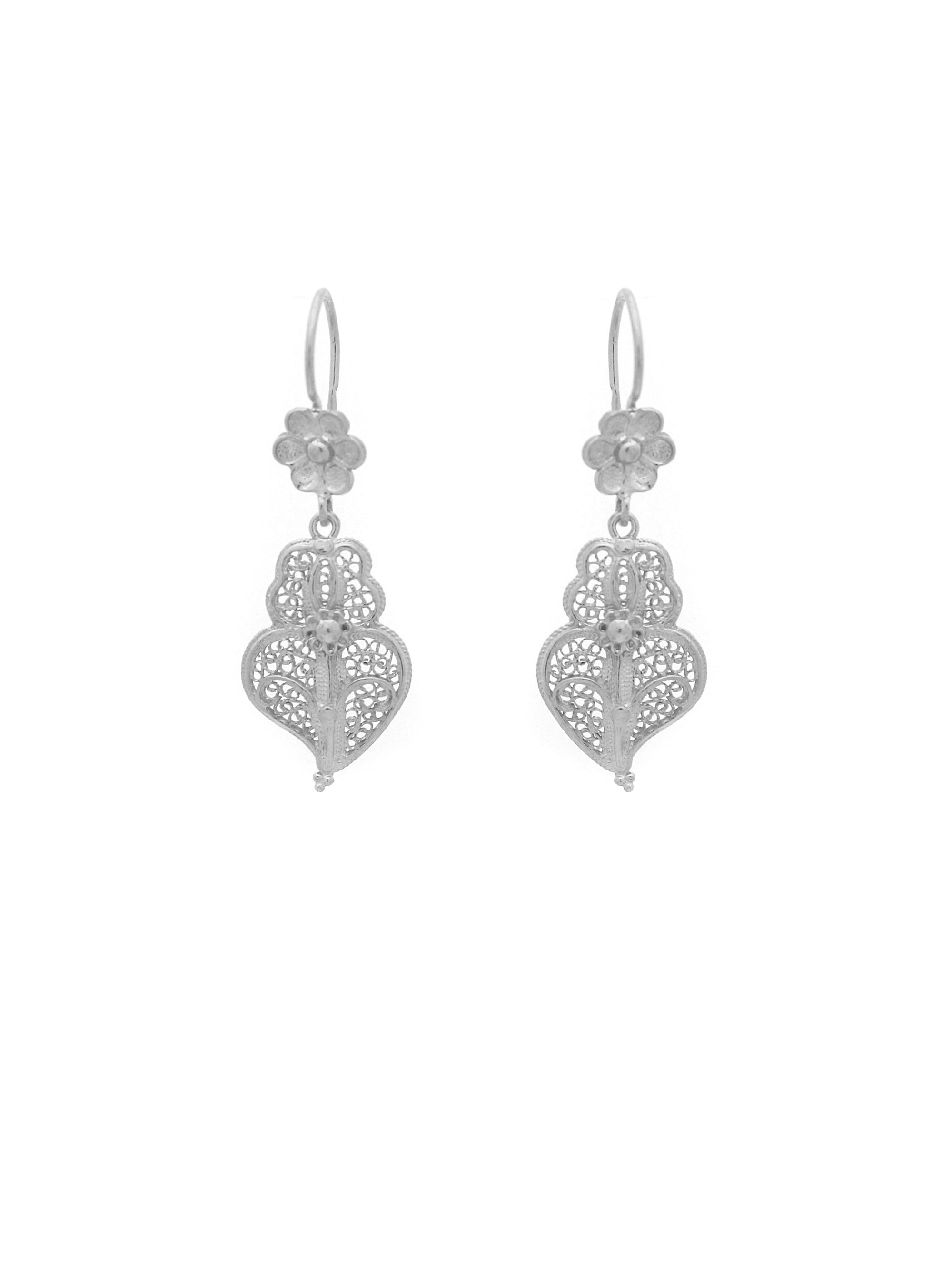 earrings Heart With Flower