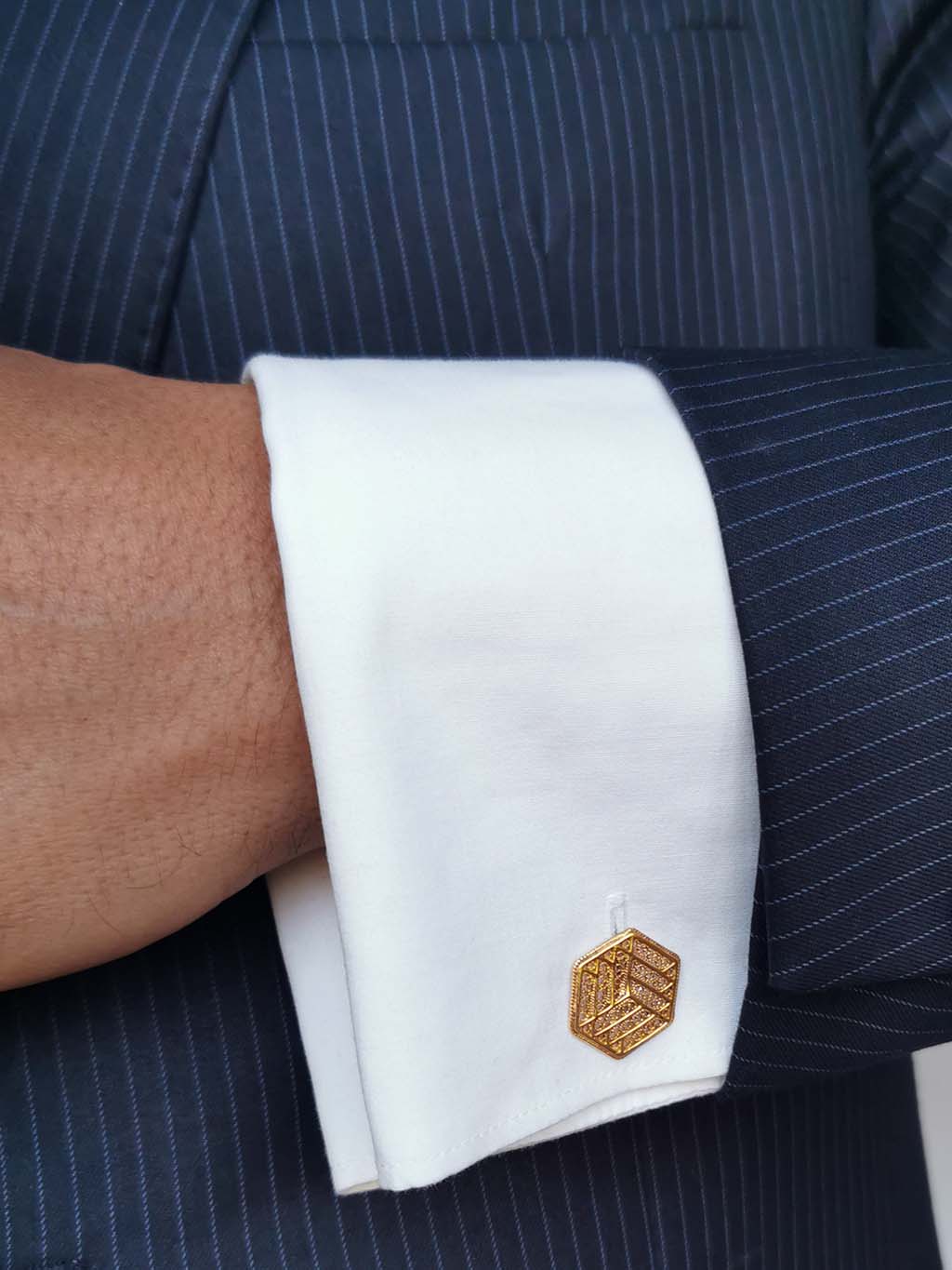 Botões de Punho Hexagonais em Filigrana