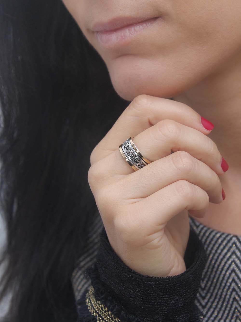 Aliança em Ouro 9k + Prata (1892561748027)