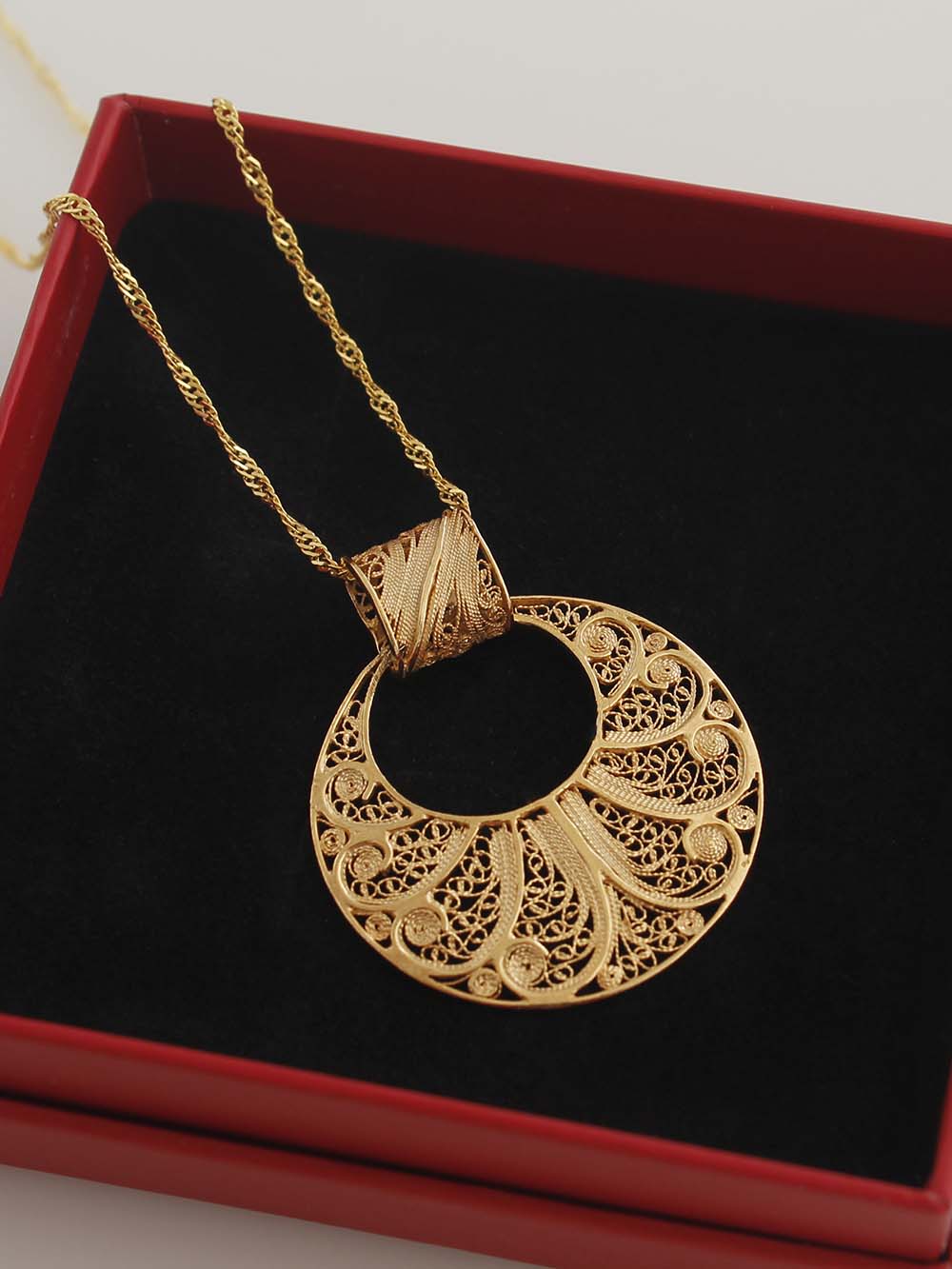 medalha forma de lua filigrana portuguesa (2050753691707)