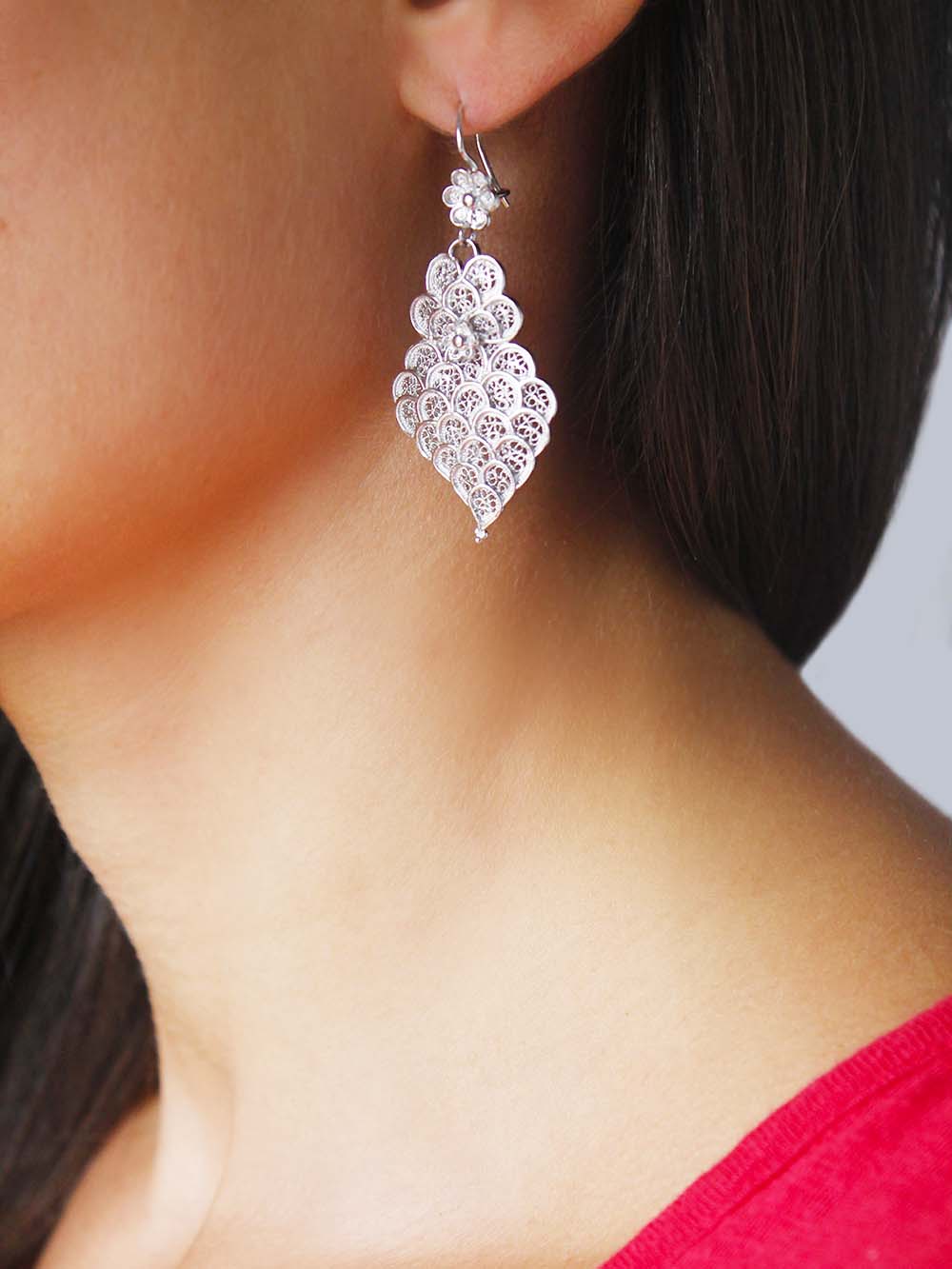 Brincos coração de viana em filigrana em prata lei (8882967313)