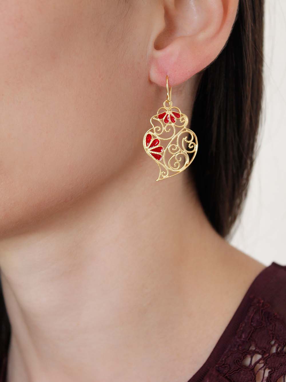 Brincos coração de Viana em filigrana (9509588817)