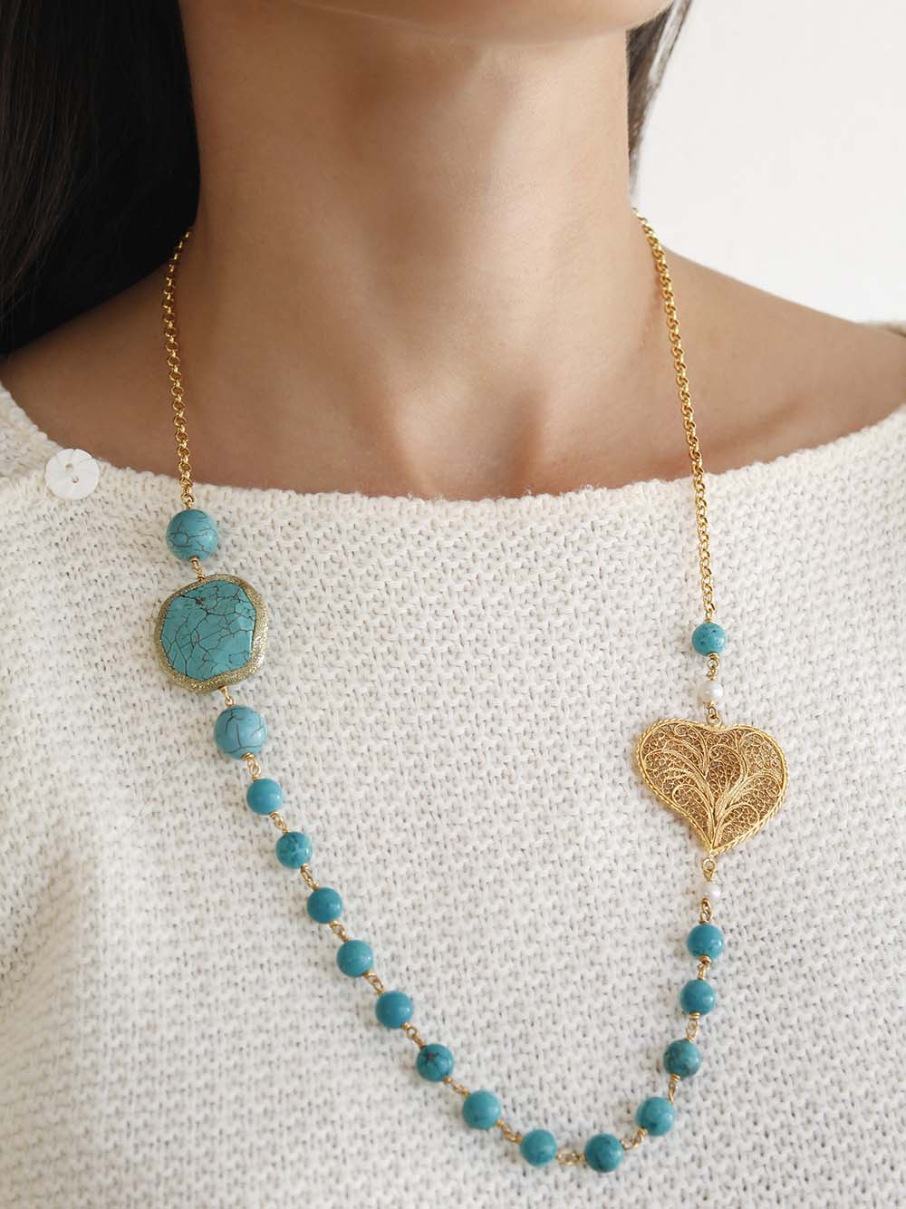 colar em filigrana manual com pedras turquesa (17108533265)