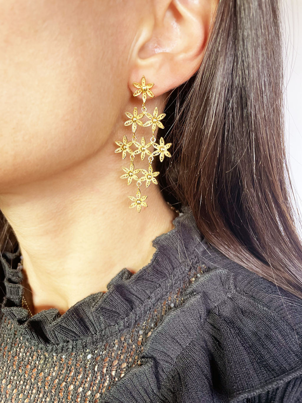 Floral cascade earrings